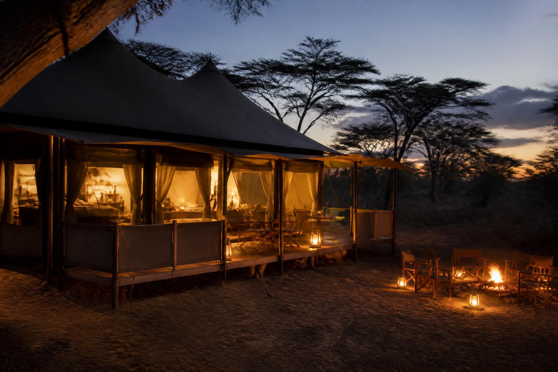 A six-tent camp on conservancy land
